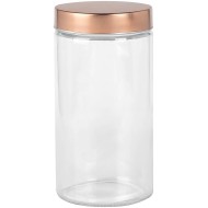 Porta Mantimento 1,75 Litros 22cm Por 11cm Redondo De Vidro Com Tampa Cobre De Aço Inox